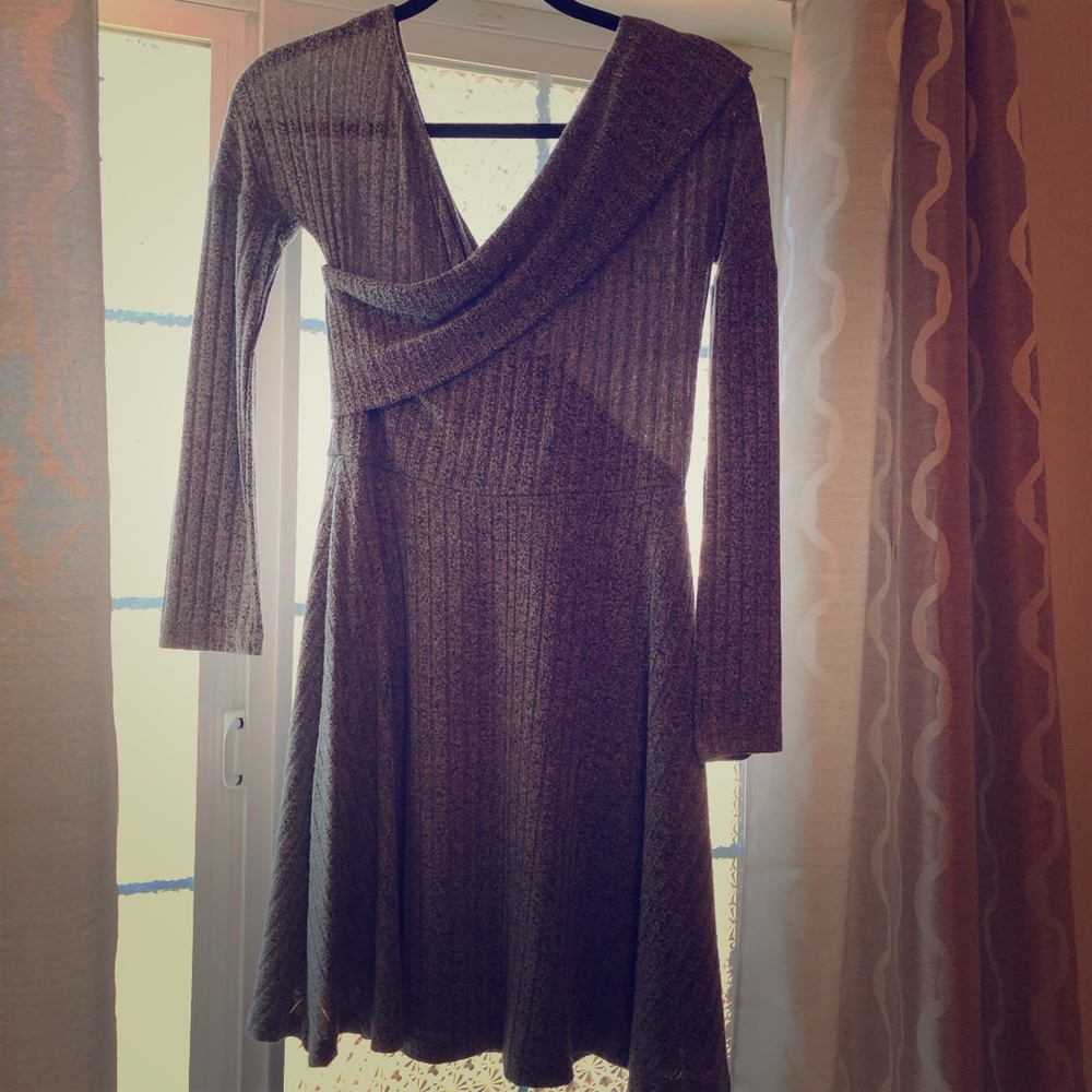 Gray wrap top dress